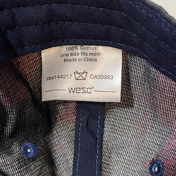 WeSC Coconuts Snapback Hat One Size Blue High Crown Six Panels Eyelets Flat Bill - Picture 7 of 8